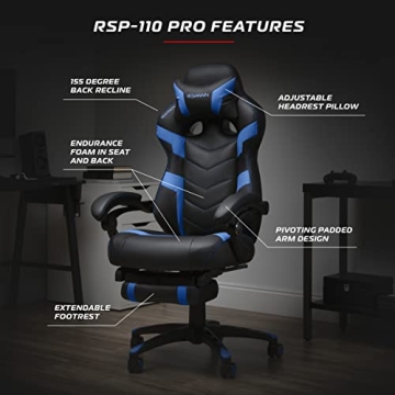 RESPAWN 110 Gaming Chair with Footrest - Ergonomic Design