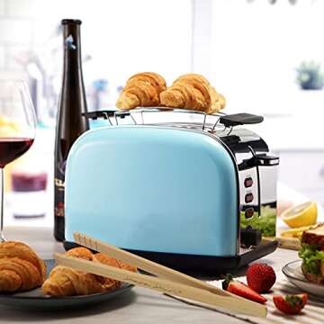 Bamboo Toaster Tongs - Set of 2 Reusable Heat Resistant Wooden Toast Tongs - 8 Inches Long Natural Toaster Tongs Bamboo - Useful Kitchen Utensil for Serving Pickle Muffin Bread Tongs - HaraHuri