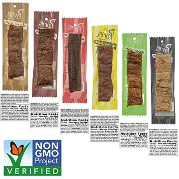 Primal Spirit Vegan Jerky - Most Popular Flavors Pack, 10 g. Plant Based Protein, ("The Classics" 3 Teriyaki, 3 Hickory Smoked, 3 Texas BBQ, 1 Thai Peanut, 1 Hot & Spicy, 1 Mesquite Lime, 12-Pack, 1 o