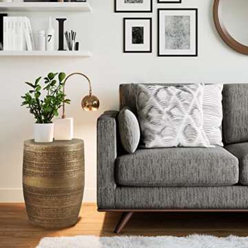 SIMPLIHOME Johnsen Boho 15 Inch Wide Metal Large Accent Side Table in Antique Gold, Fully Assembled,...