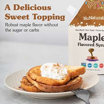 NuNaturals Stevia Syrup, Sugar-Free Sweetener, Plant-Based Sugar Substitute, Zero Calorie, Sugar-Free Syrup, Maple, 6.6oz (3-Pack)