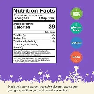 NuNaturals Stevia Syrup, Sugar-Free Sweetener, Plant-Based Sugar Substitute, Zero Calorie, Sugar-Free Syrup, Maple, 6.6oz (3-Pack)