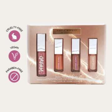 Fenty Skin Fenty Glossy Posse Fantasy 4Sum Gloss Bomb Set - Candy Milk, Fenty Glow Fantasy, Hot Chocolate Fantasy, Champ Stamp Fantasy 4 Piece Set