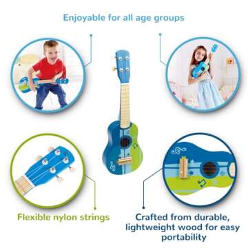 Hape Kid’s Wooden Toy Ukulele with Vibrant Sounds