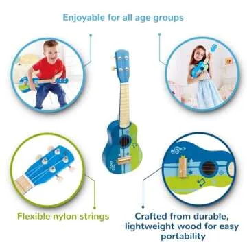 Hape Kid’s Wooden Toy Ukulele with Vibrant Sounds