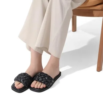 Women's Square Toe Slide Sandals with Rhinestones Summer