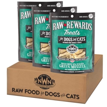 Northwest Naturals Raw Rewards Freeze-Dried Green Lipped Mussel Treats for Dogs and Cats - Bite-Size...