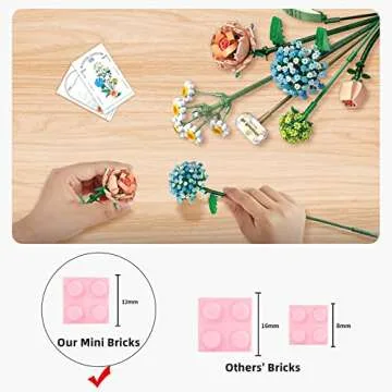 ZIYOSTAR Mini Bricks Flower Bouquet Building Sets, Artificial Flowers, DIY Unique Decoration Home, 680 Pieces Botanical Collection for Ages 6-12 Year Old Girl for Gift…