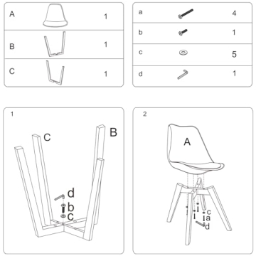 CangLong Modern White Dining Chair Set of 4