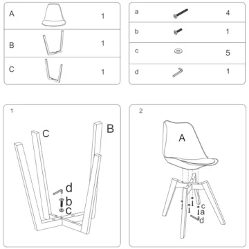 CangLong Modern White Dining Chair Set of 4