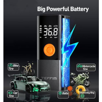 Teffim Tire Inflator Portable Air Compressor - Efficient Tire Pump for Cars, Bikes and More