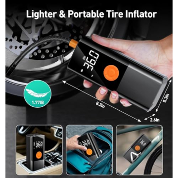 Teffim Portable Tire Inflator - Fast, Cordless Air Compressor