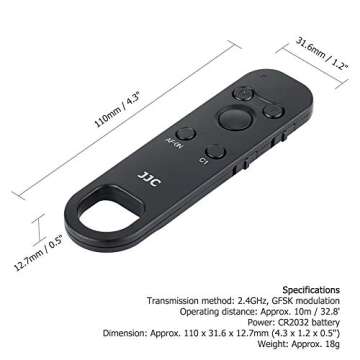 JJC RMT-P1BT Bluetooth Wireless Remote Control Commander for Sony ZV-1 II ZV1 ZV-E1 ZV1F ZV-1F RX100VII RX100M7 ZV-E10 A9III FX30 FX3 A6700 A6600 A6100 A7CR A7C II A7CII A7IV III A7RIV A7RV A7SIII A1