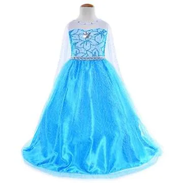 Party Chili Princess Costumes Birthday Party Dress Up for Little Girls with Wig,Crown,Mace,Gloves Accessories 6-7 Years (130cm)