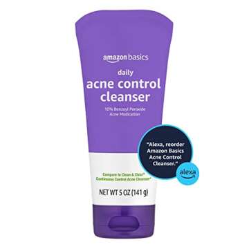 Amazon Basics Acne Cleanser Face Wash - Daily Control, Maximum Strength 10% Benzoyl Peroxide, 5 Ounce