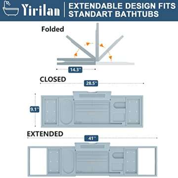 Luxurious Bamboo Bath Tray Caddy, Expandable, Ideal for Spa Experience