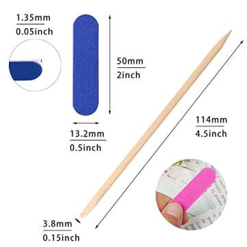 100 Pcs Nail Art Pedicure Tools, 50 Pcs Mini Nail Files Double Sided Fingernail Files Emery Boards and 50 Pcs Nail Cuticle Sticks Orange Sticks for Nails