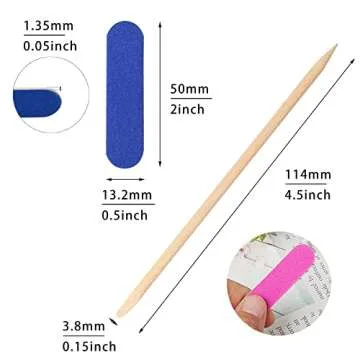 100 Pcs Nail Art Pedicure Tools, 50 Pcs Mini Nail Files Double Sided Fingernail Files Emery Boards and 50 Pcs Nail Cuticle Sticks Orange Sticks for Nails
