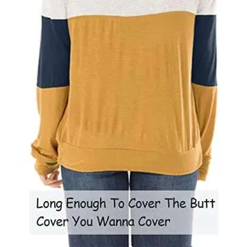 Topstype Women's Color Block Cutout Long Sleeve Tunic