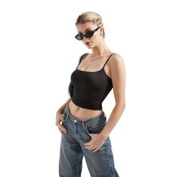 SUUKSESS Women Sexy Square Neck Tank Top Summer Y2K Going Out Tops Casual Sleeveless Basic Cami Shir...