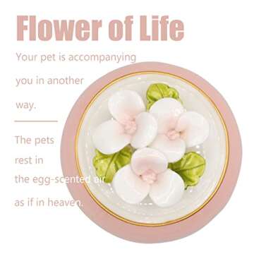 VEPEET Small Keepsake Urns for Pets -Funeral Urn Made of Ceramic-Flower of Life Cremation Urn-Forever Memorial Box Pink