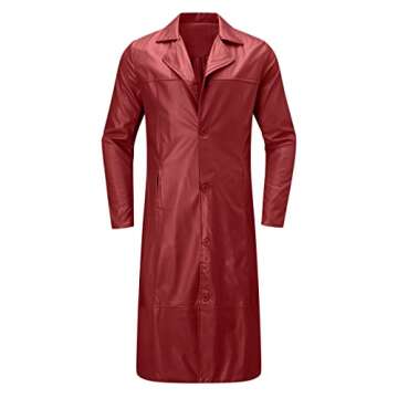 Mens Retro Black Leather Jacket Long Steampunk Overcoat German Leather Coat WW2 Military Officer Uni...