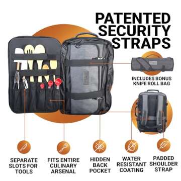 Chef Knife Bag Backpack with 40+ Pockets for Chefs