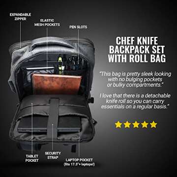 Chef Knife Bag Backpack with 40+ Pockets for Chefs