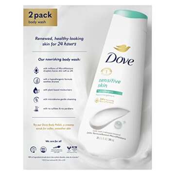 Dove Body Wash Sensitive Skin 2 Count Hypoallergenic and Sulfate Free Body Wash Effectively Washes Away Bacteria While Nourishing Your Skin 20 oz