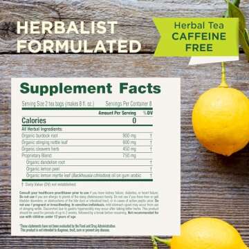 Traditional Medicinals Tea, Organic EveryDay Detox Lemon, Supports Healthy Skin & Liver Function, Detox, 96 Tea Bags (Pack of 6)