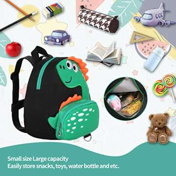 JIANBAO Dinosaur Toddler Backpacks with Leashes Anti Lost Wrist Link for 3 to 5 Years Kids Girls Boy...