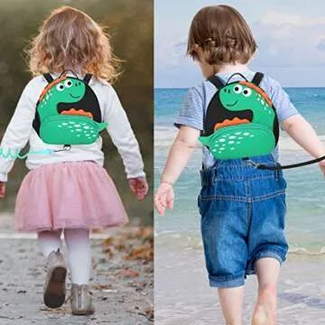 JIANBAO Dinosaur Toddler Backpacks with Leashes Anti Lost Wrist Link for 3 to 5 Years Kids Girls Boys Safety (Dinosaur, Black)