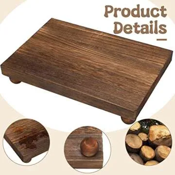 Amyhill Wood Pedestal Stand Kitchen Soap Tray Farmhouse Wooden Riser Stand for Kitchen Bathroom Counter Table Decor Plant Candle Vases Display (Dark Brown, 9 x 6 Inch)
