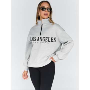 Trendy Queen Women’s Half Zip Oversized Sweatshirt