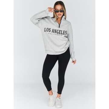 Trendy Queen Women’s Half Zip Oversized Sweatshirt