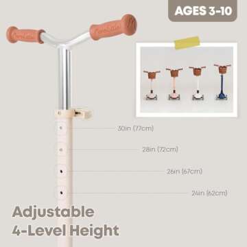 MomnLittle Kick Scooter for Kids Ages 3-10 (White) 3 Wheeled with LED Light-Up Wheels CPSC Certified...