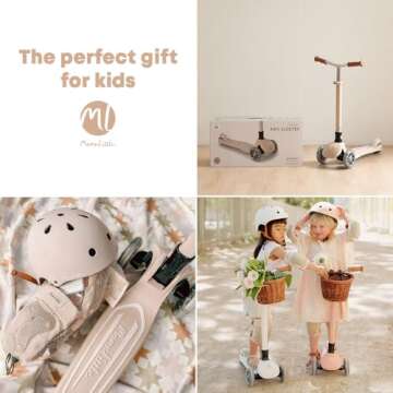 MomnLittle Kick Scooter for Kids Ages 3-10 (White) 3 Wheeled with LED Light-Up Wheels CPSC Certified Foldable and 4 Height Adjustable Toddler Scooters for Boys Girls