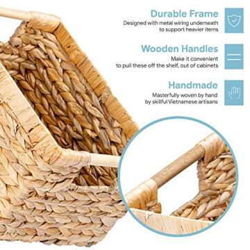 Natural Water Hyacinth Basket with Handle for Organizing