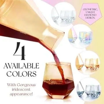 Malben: Wine Decanter Set with Four Glasses - Premium Wine & Whiskey Decanter Sets for Men & Women w/Wood Stopper - Ideal Bourbon Decanter Set with Glasses Gift for Any Occasion - Amber