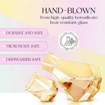 Malben: Wine Decanter Set with Four Glasses - Premium Wine & Whiskey Decanter Sets for Men & Women w/Wood Stopper - Ideal Bourbon Decanter Set with Glasses Gift for Any Occasion - Amber