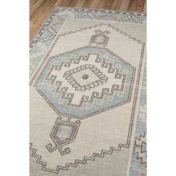 Momeni Anatolia Wool and Nylon Area Rug, 7'9" X 9'10", Light Blue