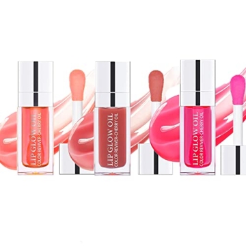 3Pcs Plumping Lip Oil Set for Hydrated, Glossy Lips