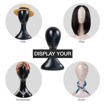 16 Inch Studio Limited Professional Plastic Mannequin Head (Black), Durable Women Model Wig Stand Display Styling Making Display Holder with Jack for Hat, Mask, Headdress, Necklace