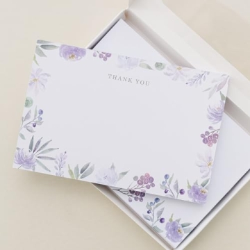 Gooji 4x6 Purple Floral Thank You Cards with Envelopes