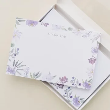Gooji 4x6 Purple Floral Thank You Cards with Envelopes