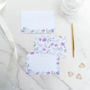 Gooji 4x6 Purple Floral Thank You Cards with Envelopes