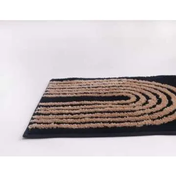 Stylish Black Boho Rug - Modern Abstract Bath Mat