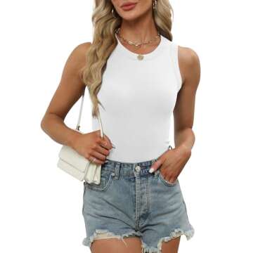 XIEERDUO Basic Summer Tank Tops for Women 3 Pack Racerback Crew Neck Ribbed Fitted Workout Solid Color Basic Black White Grey M