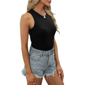 XIEERDUO Basic Summer Tank Tops for Women 3 Pack Racerback Crew Neck Ribbed Fitted Workout Solid Color Basic Black White Grey M