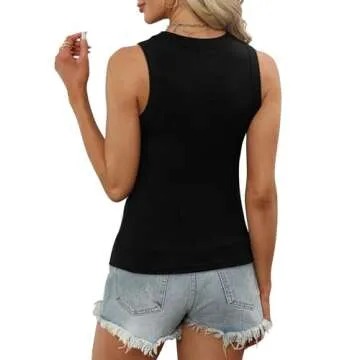 XIEERDUO Basic Summer Tank Tops for Women 3 Pack Racerback Crew Neck Ribbed Fitted Workout Solid Color Basic Black White Grey M